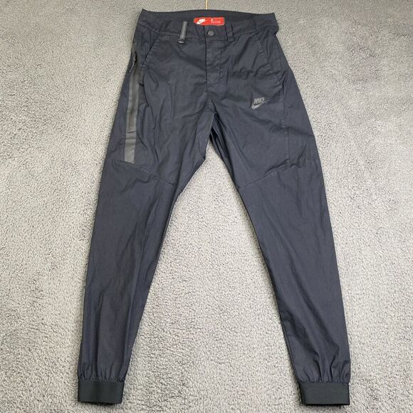 Nike Pants Mens Medium Black Bonded Jogger Outdoor Sportswear 823363-010 Tech - Picture 1 of 11
